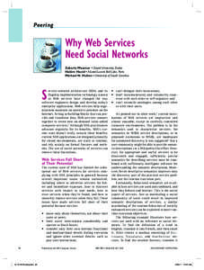 Peering  Why Web Services Need Social Networks Zakaria Maamar • Zayed University, Dubai Hakim Hacid • Alcatel-Lucent Bell Labs, Paris
