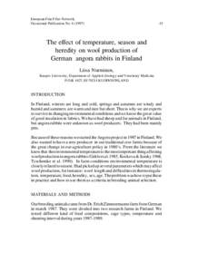 European Fibre Network,SEASON AND HEREDITY ON THE EFFECTFine OF TEMPERATURE, Occasional