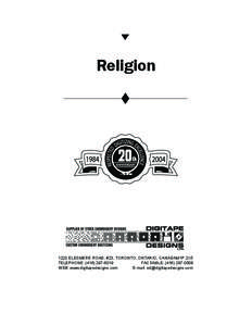 Religion[removed]ELESMERE ROAD, #23, TORONTO, ONTARIO, CANADAM1P 2X5 TELEPHONE: ([removed]FACSIMILE: ([removed]WEB: www.digitapedesigns.com