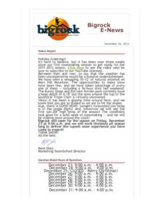 Bigrock E-News December 16, 2011 Status Report