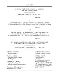 Western States Paving Co v. United States & Washington State Department of Transportation -- Brief as Appellee