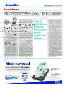 4 Immobilier  Tribune de Genève | Mardi 29 octobre 2013 L’avis de l’expert