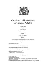 Constitutional Reform and Governance Act 2010 CHAPTER 25 CONTENTS PART 1