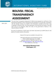 IMF Country Report No[removed]BOLIVIA: FISCAL TRANSPARENCY ASSESSMENT March 2014