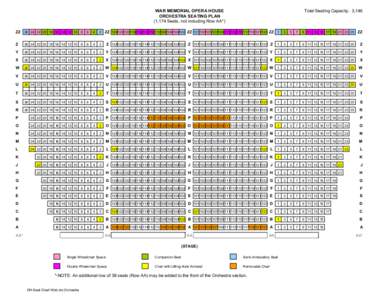 WAR MEMORIAL OPERA HOUSE ORCHESTRA SEATING PLAN (1,174 Seats, not including Row AA*) Total Seating Capacity: 3,146
