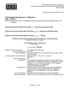 1,4-Dioxane Toxicological Summary Sheet  Minnesota  Department of Health  September 30, 2013