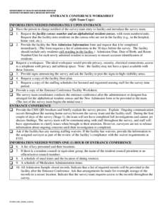 ENTRANCE CONFERENCE WORKSHEET - TEAM