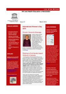 HIV and health education e-newsletter, issue 21; HIV and health education e-newsletter; Vol.:21; 2015