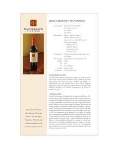 2004 cabernet sauvignon Composition: 80% Cabernet Sauvignon 9% Cabernet Franc 8% Malbec