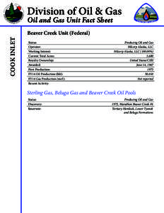 Division of Oil & Gas Oil and Gas Unit Fact Sheet COOK INLET  Beaver Creek Unit (Federal)