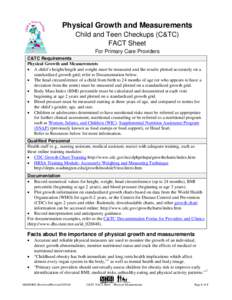 Physical Growth and Measurement C&TC Fact Sheet