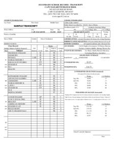 SECONDARY SCHOOL RECORD - TRANSCRIPT CAPE ELIZABETH HIGH SCHOOL 345 OCEAN HOUSE ROAD CAPE ELIZABETH, METEL: (FAX: (www.cape.k12.me.us