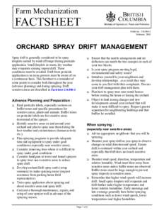 Orchard Spray Drift Management- BC Ministry of Agriculture