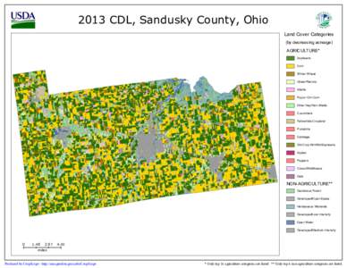 2013 CDL, Sandusky County, Ohio Land Cover Categories (by decreasing acreage) AGRICULTURE* Soybeans Corn