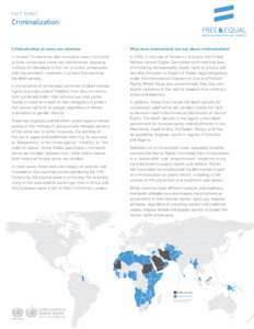 Fact sheeT  Criminalization Criminalization of same-sex relations