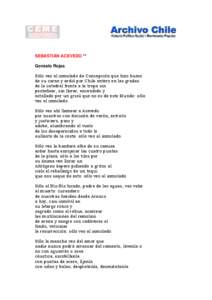 SEBASTIÁN ACEVEDO ** Gonzalo Rojas Sólo veo al inmolado de Concepción que hizo humo