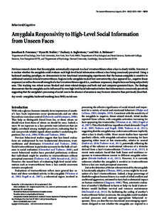 The Journal of Neuroscience, August 6, 2014 • 34(32):10573–10581 • [removed]Behavioral/Cognitive Amygdala Responsivity to High-Level Social Information from Unseen Faces