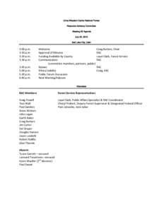 Uinta-Wasatch-Cache National Forest Resource Advisory Committee Meeting #2 Agenda July 20, 2010 Salt Lake City, Utah