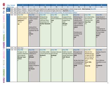 WORLD CONGRESS OF MODERN LANGUAGES CONGRÈS MONDIAL DES LANGUES VIVANTES  Friday / Vendredi March 27 mars PL-1 08:30 – 09:30 PL-2 08:30 – 09:30