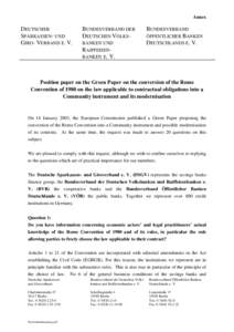 Position paper on the Green Paper on the conversion of the Rome Convention of 1980 on the law applicable to contractual obliga