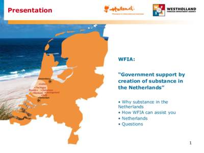 Presentation  WFIA: “Government support by creation of substance in the Netherlands”