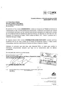 CDMX  Ciudad de Mexico, a 30 de Noviembre de 2016 DGODUlSPPILic. LlIises Bravo Molina Director Juridico y Encargado