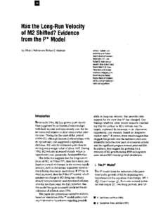 Has the Long-Run Velocity of M2 Shifted? Evidence from the P* Model by Jeffrey J. Hallman and Richard G. Anderson  Introduction