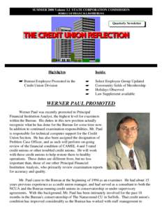 SUMMER 2000 Volume 3.2 STATE CORPORATION COMMISSION BUREAU OF FINANCIAL INSTITUTIONS Quarterly Newsletter  Highlights