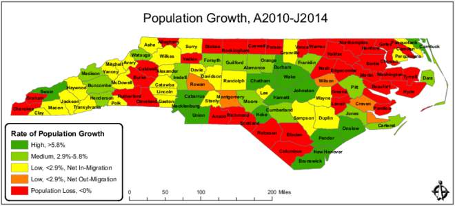 Population Growth, A2010-J2014 Alleghany Northampton GatesPasquotank Caswell Person