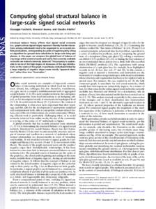 Computing global structural balance in large-scale signed social networks Giuseppe Facchetti, Giovanni Iacono, and Claudio Altafini1 International School for Advanced Studies, via Bonomea 265, 34136 Trieste, Italy  combi