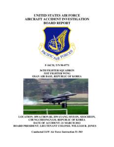 UNITED STATES AIR FORCE AIRCRAFT ACCIDENT INVESTIGATION BOARD REPORT F-16CM, T/N[removed]36TH FIGHTER SQUADRON