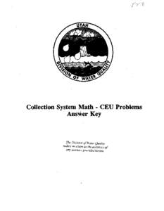Collection System Math · CEU Problems  Answer Key The Division of Water Quality