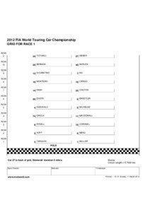 2012 FIA World Touring Car Championship GRID FOR RACE 1 ROW