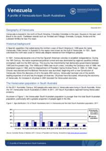 Venezuela A profile of Venezuela-born South Australians December[removed]Geography of Venezuela