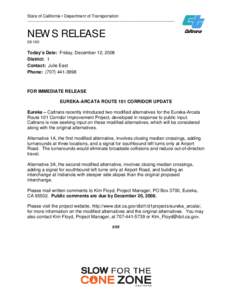 State of California • Department of Transportation  __________________________________________________________ NEWS RELEASE[removed]