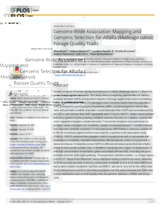 Genome-Wide Association Mapping and Genomic Selection for Alfalfa (Medicago sativa) Forage Quality Traits
