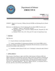 DoD Directive[removed], March 8, 2004; Certified Current as of April 23, 2007