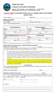 COUNTY OF LAKE COMMUNITY DEVELOPMENT DEPARTMENT CourthouseN. Forbes Street • Lakeport, California 95453 • FAXBuilding & Safety Division • Planning DivisionVALL