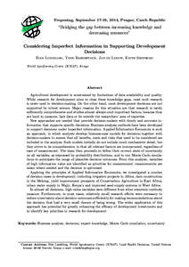 Knowledge / Applied information economics / World Agroforestry Centre / Decision making / Uncertainty / Monte Carlo method / Expected value of including uncertainty / Decision theory / Statistics / Science