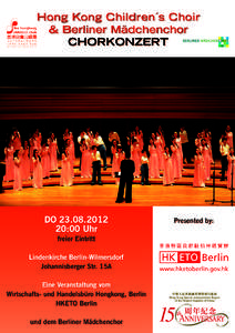 Hong Kong Children´s Choir & Berliner Mädchenchor DO[removed]:00 Uhr freier Eintritt