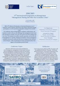 Call for Papers  SIM 2015 th