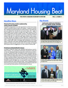 DHCD  Maryland Housing Beat THE STATE’S HOUSING ECONOMY IN RE VIEW