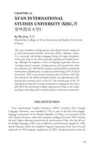 CHAPTER 12.  XI’AN INTERNATIONAL STUDIES UNIVERSITY (XISU, 西 安外国语大学) By Wu Dan 吴丹