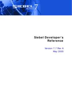 Siebel Developer’s Reference