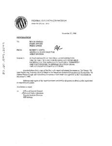 FEDERAL ELECTION COMMISSION WASHINGTON, D.C[removed]December 27, 1999  MEMORANDUM