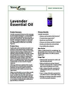 product information page  Lavender Essential Oil Product Summary