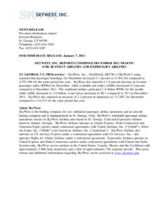 SkyWest Airlines / ExpressJet Airlines / Delta Connection / US Airways Express / United Express / Alaska Airlines / Continental Express / Atlantic Southeast Airlines / Aviation / Transport / SkyWest /  Inc.