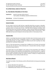 FSC Operational Codes of Practice No P04: Missing Personnel in the Field 1 July 2014 Page 1 of 2