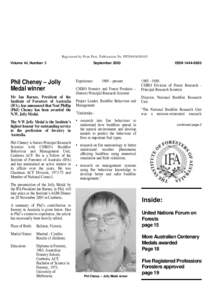 Registered by Print Post, Publication No. PP299436[removed]Volume 44, Number 3 Phil Cheney – Jolly Medal winner Mr Ian Barnes, President of the
