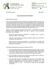 12th FebruaryRWCommunity Involvement Scheme  Dear Director of Services,